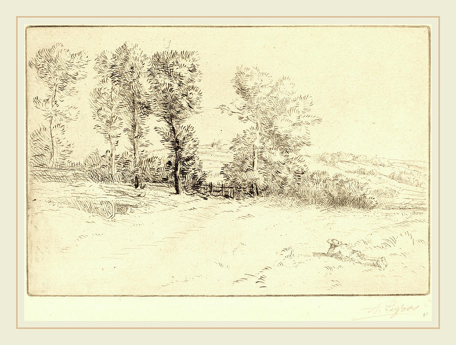 Alphonse Legros, Meadow In Sunshine Le Pre Ensoleille Drawing by Litz ...