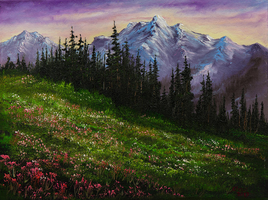 Alpine Meadow Painting by Chris Steele
