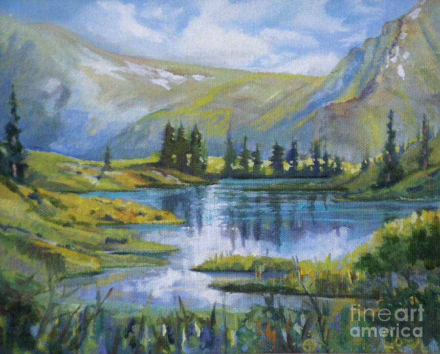 Alpine Ridge Pond Painting by Heather Coen