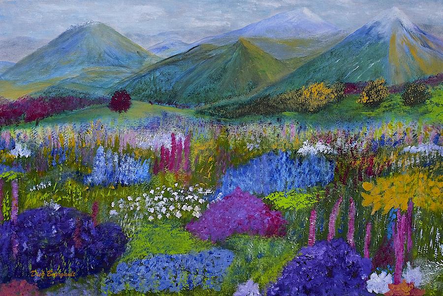 Alpine Wild Flowers Painting by Dick Bourgault