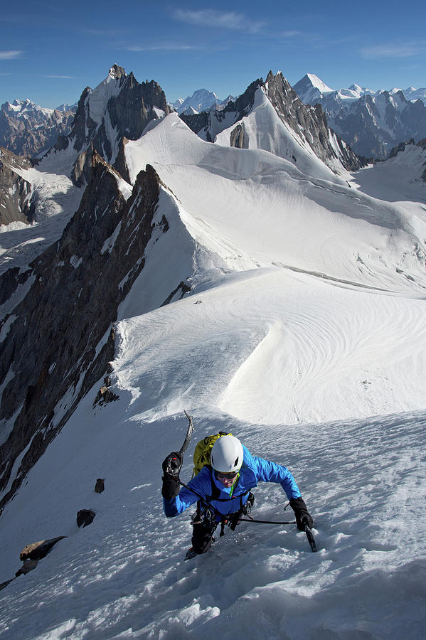 Alpinist Soloing On Himlayan Ridge Climb Photograph by Jonathan ...