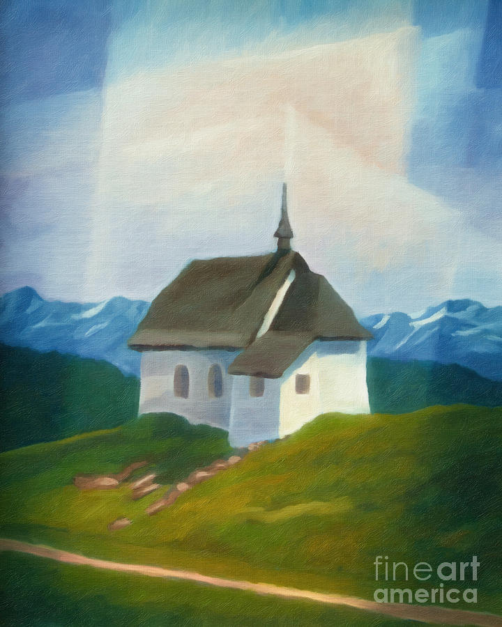 Alps Chapel Painting by Lutz Baar