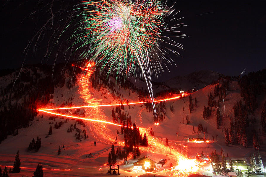 Alta New Year Celebration and Torchlight Parade Photograph by Brett Pelletier