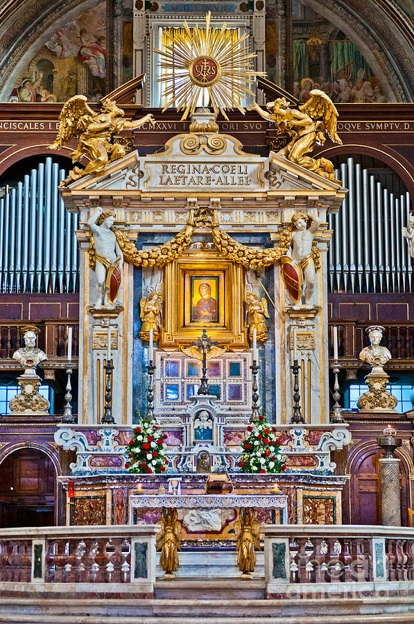 Romanesque Photograph - Altar of the St. Mary of the Altar of Heaven Basilica by Luis Alvarenga