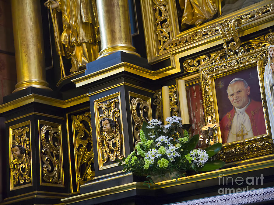 Altar with Pope John Paul II Photograph by Brenda Kean