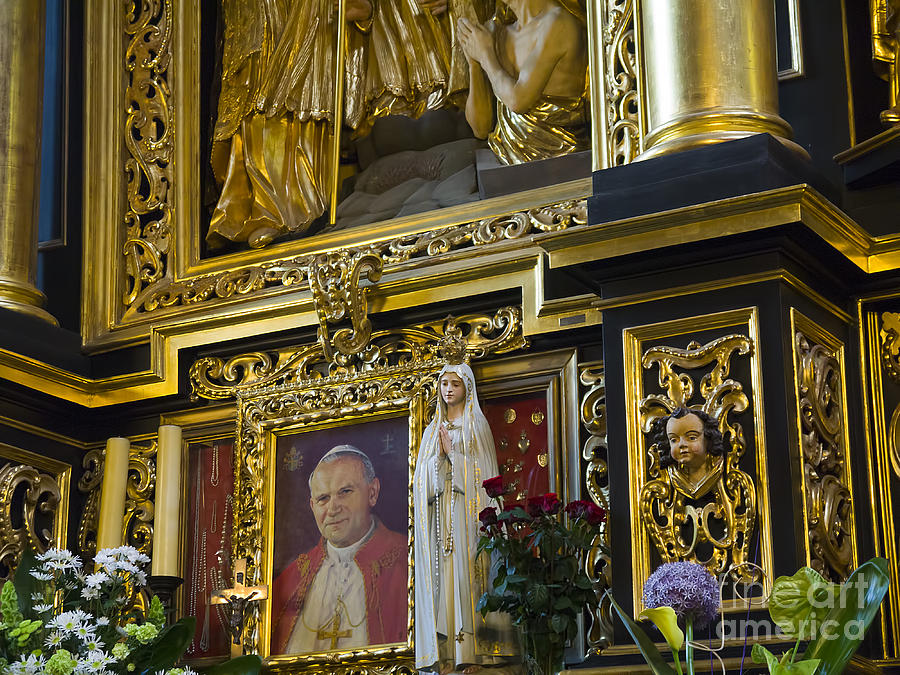 Altar with Pope John Paul the Second Photograph by Brenda Kean