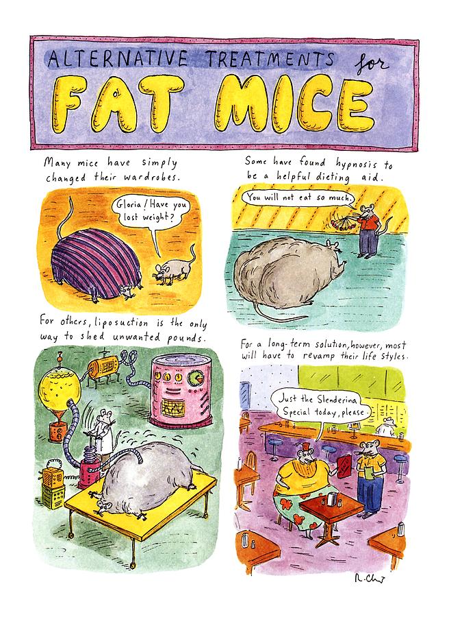 Alternative Treatments For Fat Mice Drawing by Roz Chast