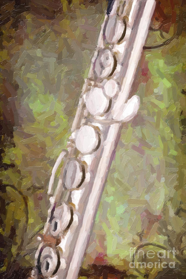 Alto Flute Music Instrument Painting in Color  3403.02 Painting by M K Miller