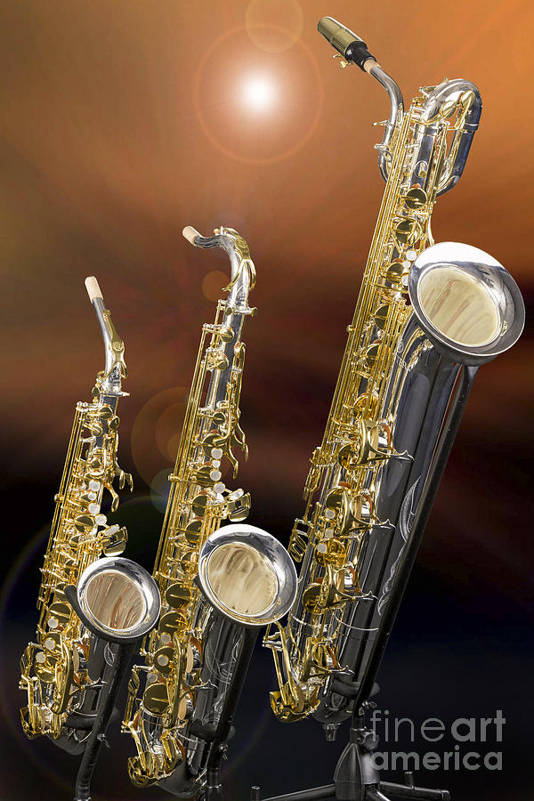 Alto tenor Baritone Saxophone Photo in Color 3461.02 Photograph by M K Miller