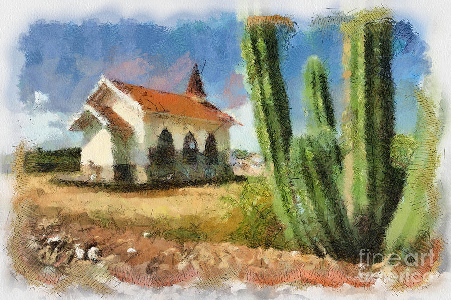 Alto Vista Chapel Aruba Digital Art by Amy Cicconi