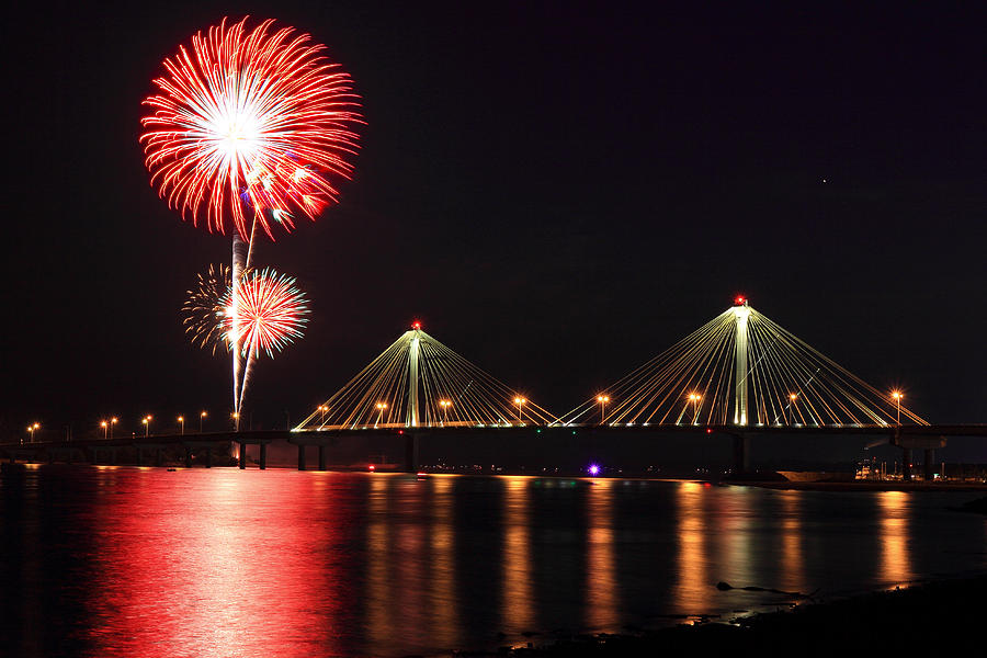 Alton Fireworks Photograph by Scott Rackers