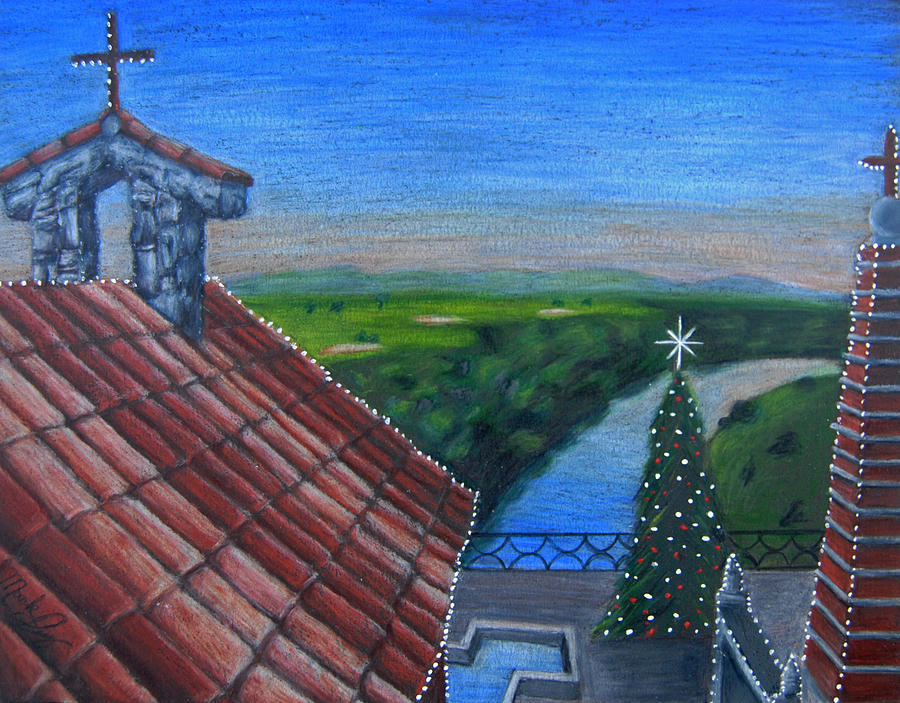 Feliz Navidad de Altos de Chavon Painting by Mark Lopez