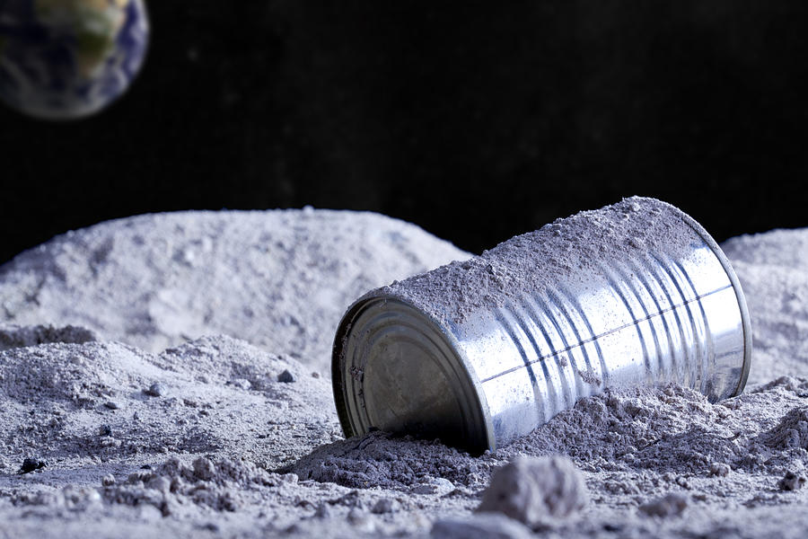 Aluminum can on the moon Photograph by Photovideostock