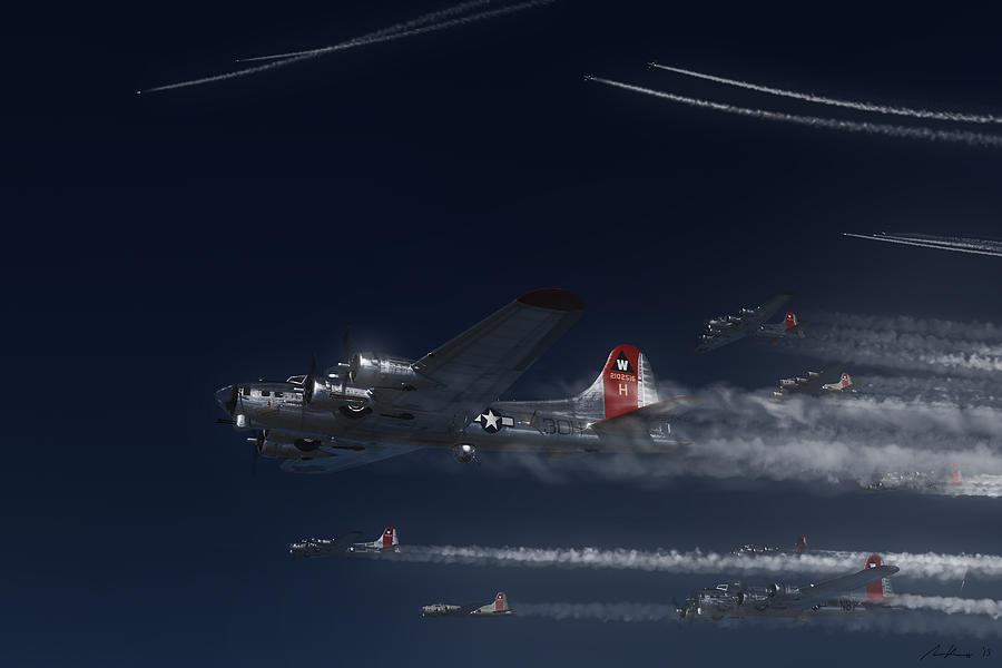 B-17 Painting - Aluminum Overcast Enroute by Adam Burch
