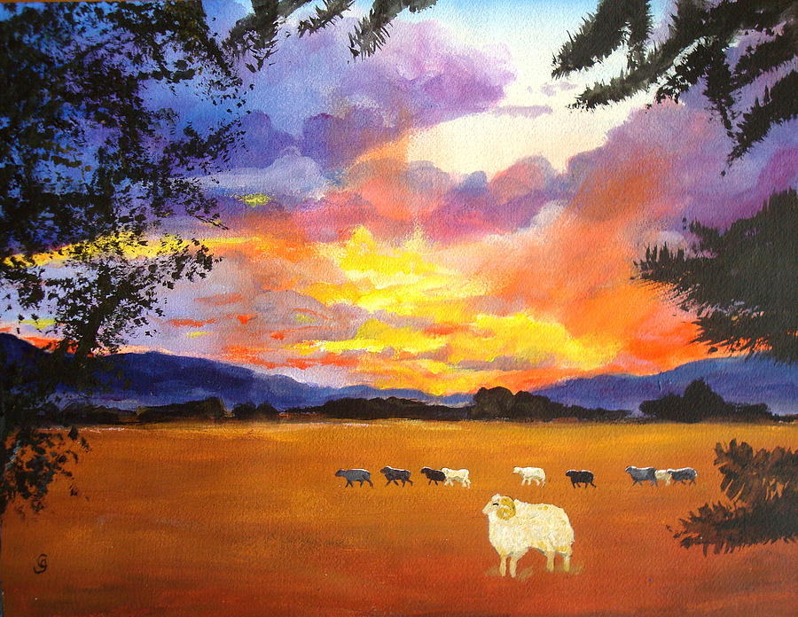 Alvin Counting Sheep Painting by Cheryl Nancy Ann Gordon
