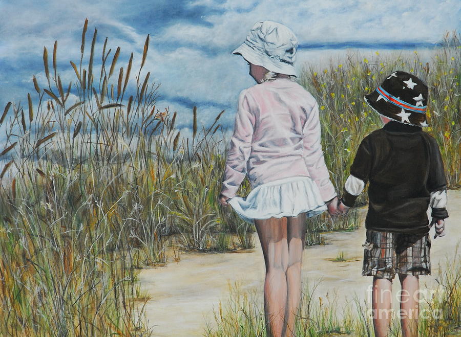 Aly and Will in the Foothills Painting by Bonnie Peacher