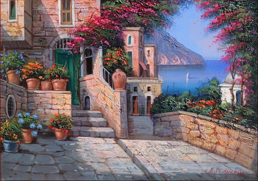 Summer Painting - Amalfi Coast view painting by Ernesto Di Michele