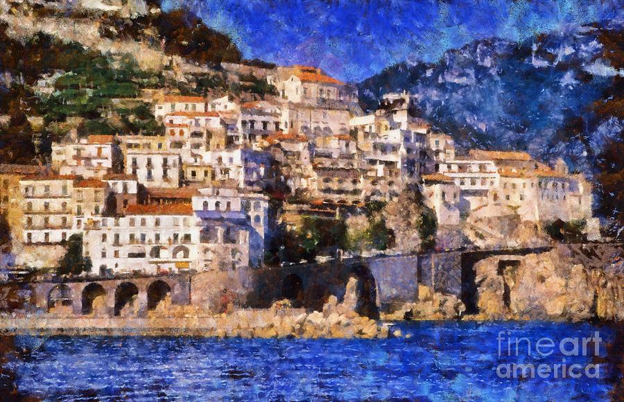 Amalfi town in Italy Painting by George Atsametakis