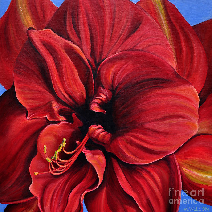 Amaryllis Red Velvet Painting by Marjory Wilson - Fine Art America