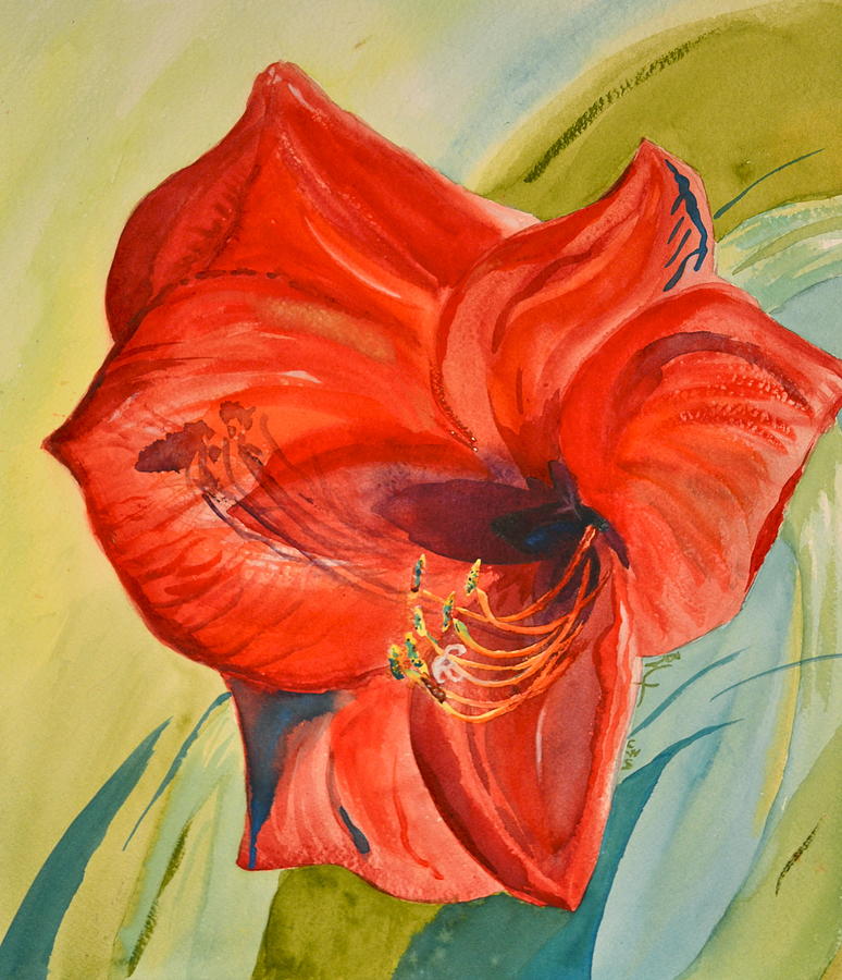 Amaryllis Untimely Painting by Beverley Harper Tinsley