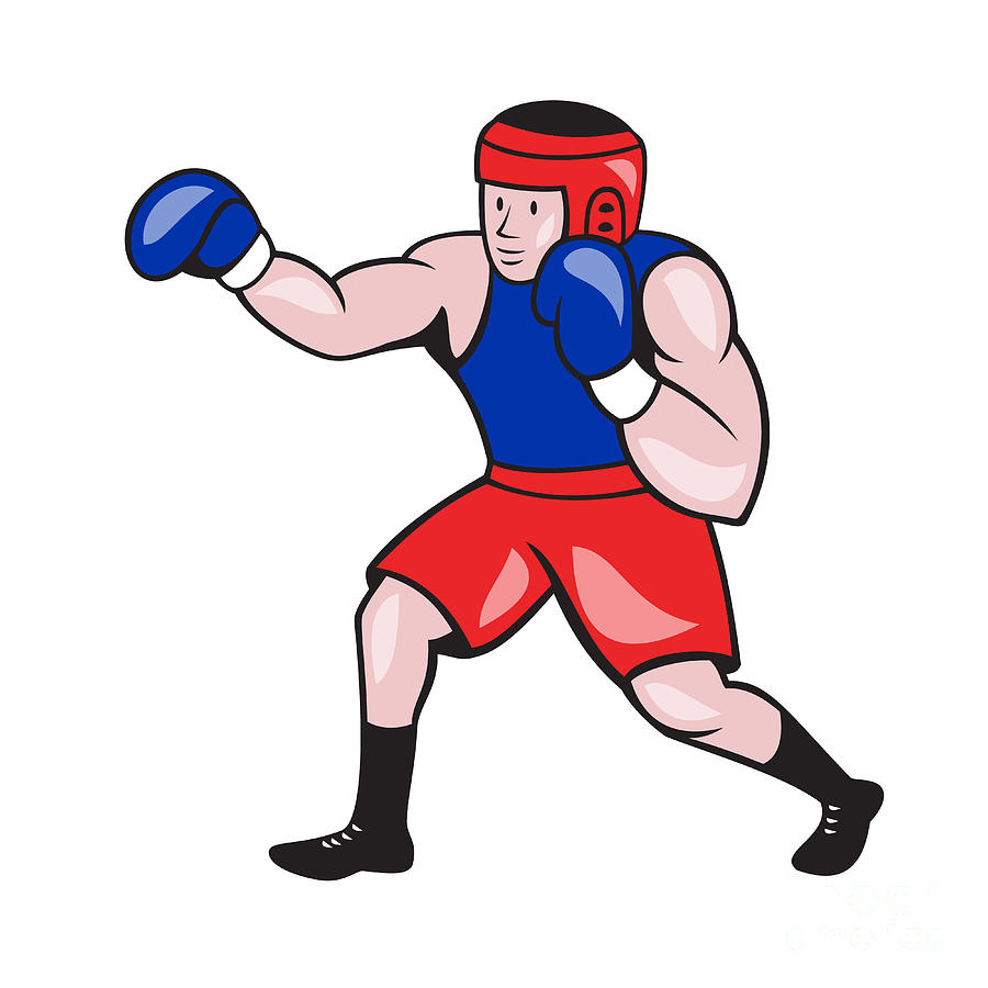 Athlete Digital Art - Amateur Boxer Boxing Cartoon by Aloysius Patrimonio