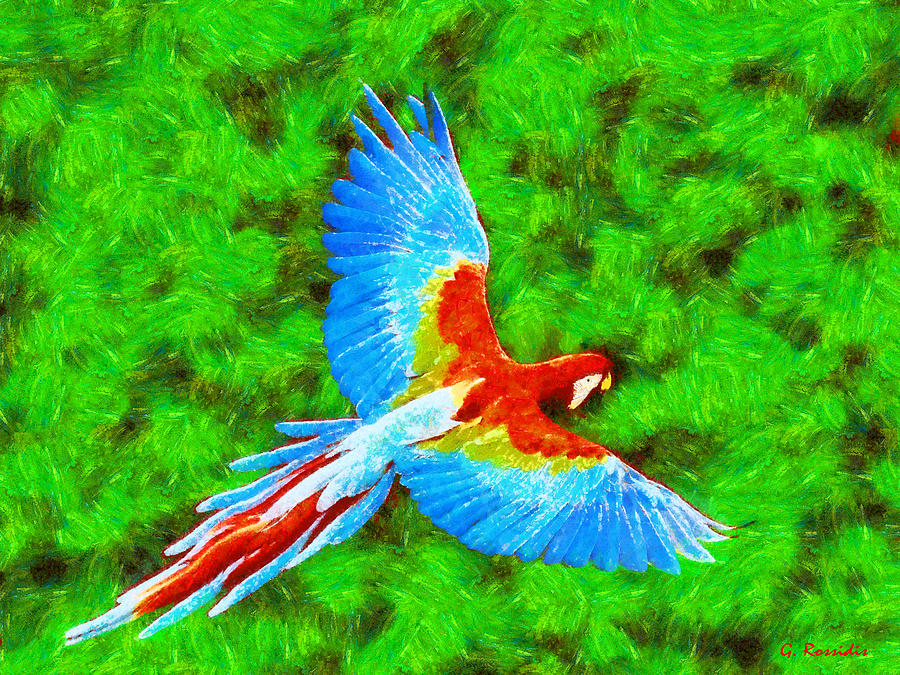 Amazon parrot Painting by George Rossidis