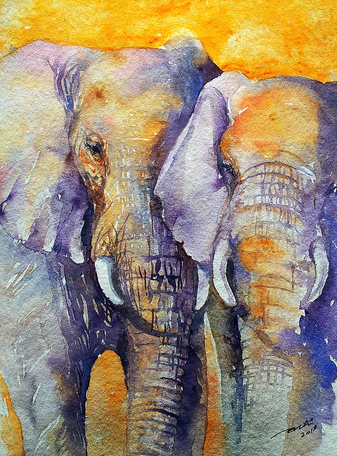 Animal Painting - Amber Skies by Arti Chauhan