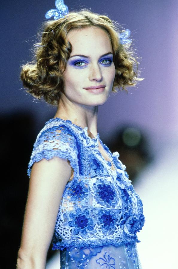 Amber Valletta On A Runway For Anna Sui Photograph by Guy Marineau