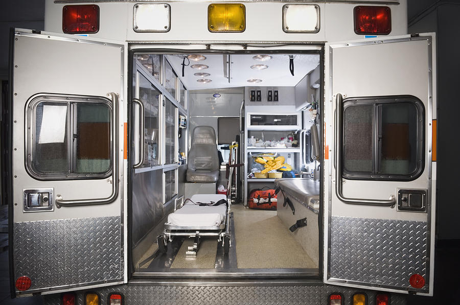 Ambulance with rear doors open Photograph by PBNJ Productions