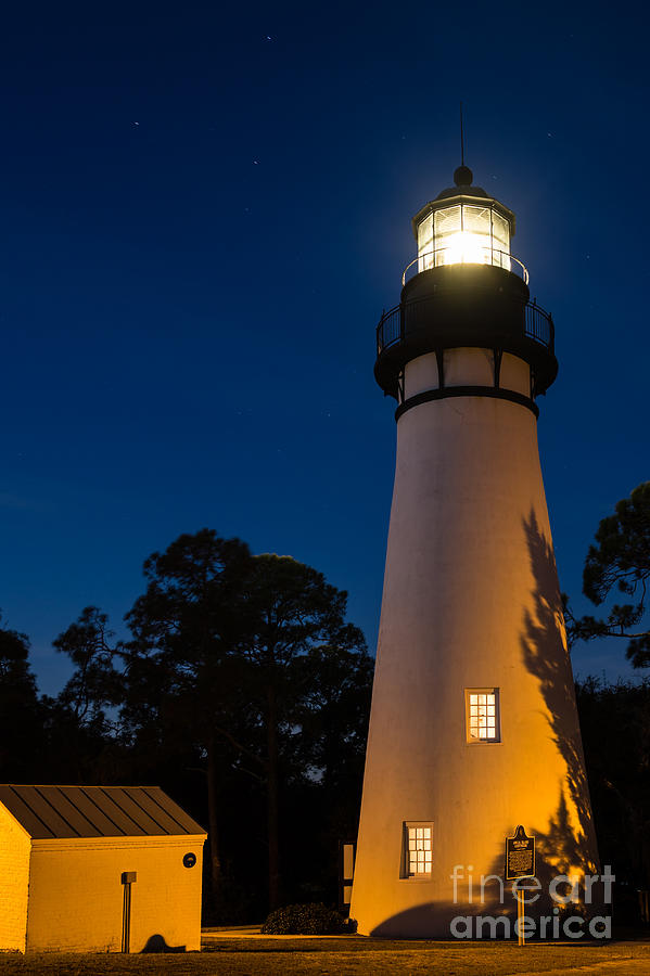 Amelia Island Lighthouse at Twilight Fernandina Beach Florida Photograph by Dawna Moore Photography