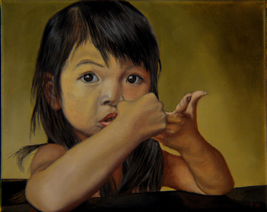 Little Girl Painting - Amelie-An 9 by Thu Nguyen