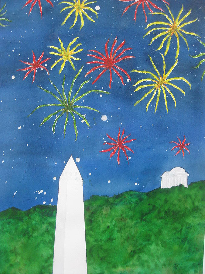 Jefferson Memorial Painting - America Celebrates by Kathy Mehaffey