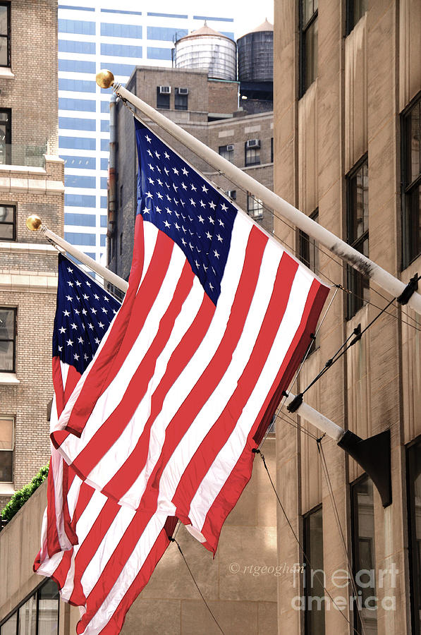 America in NYC Two Flags Photograph by Regina Geoghan Fine Art America