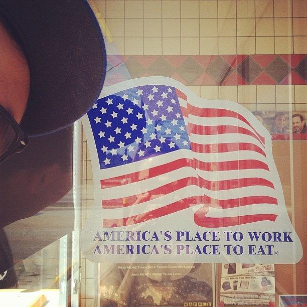 Wafflehouse Photograph - America. Photo Bomb By @tim_co_op by April Saunders