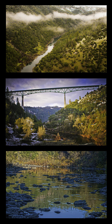 American River Triptych Photograph by Sherri Meyer