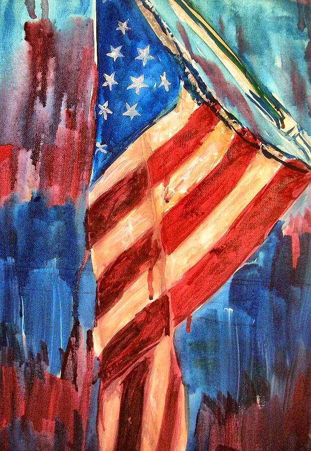 Flag Painting - America the bleeding by Kimberly Smith