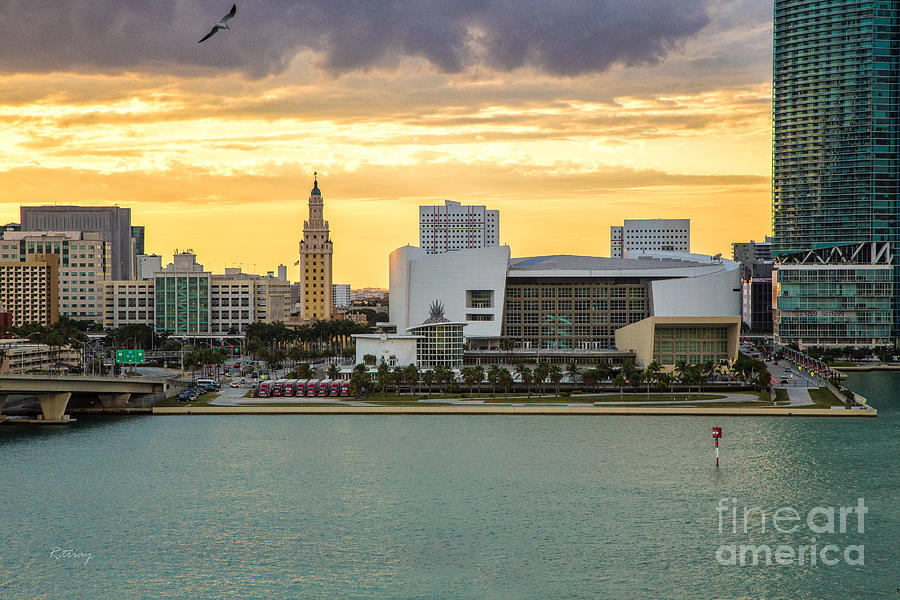 American Airlines Arena and the Iconic Freedom Tower Photograph by Rene Triay FineArt Photos