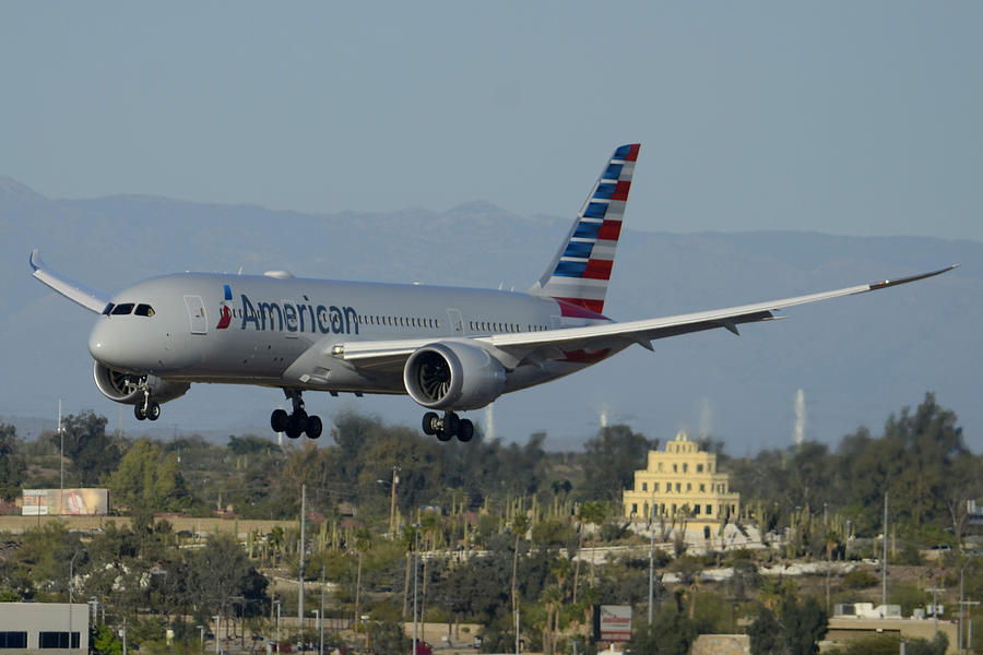 American Airlines second Boeing 787-823 N801AC landing Phoenix Sky Harbor March 10 2015 Photograph by Brian Lockett