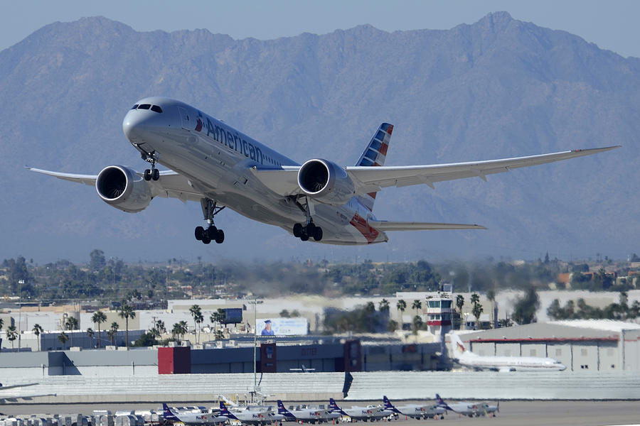 American American Airlines first Boeing 787-823 N800AN taking off Phoenix Sky Harbor March 7 2015  Photograph by Brian Lockett