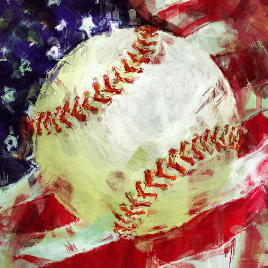 American Baseball Abstract Digital Art