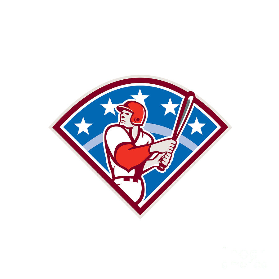 American Baseball Batter Hitter Bat Diamond Retro Digital Art by ...