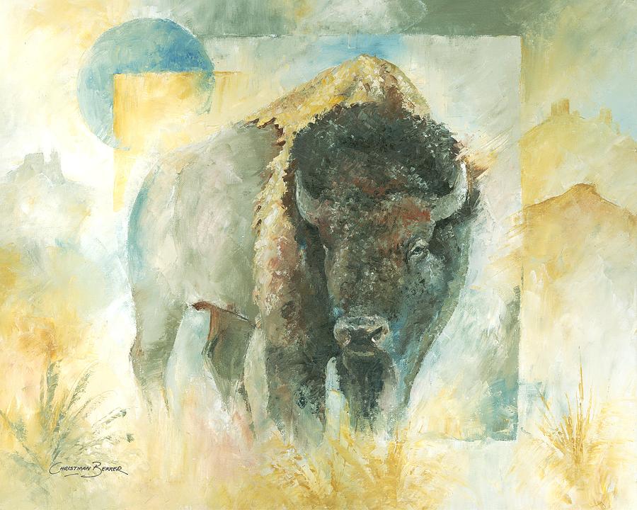 American Bison Buffalo Bull Painting by Christiaan Bekker