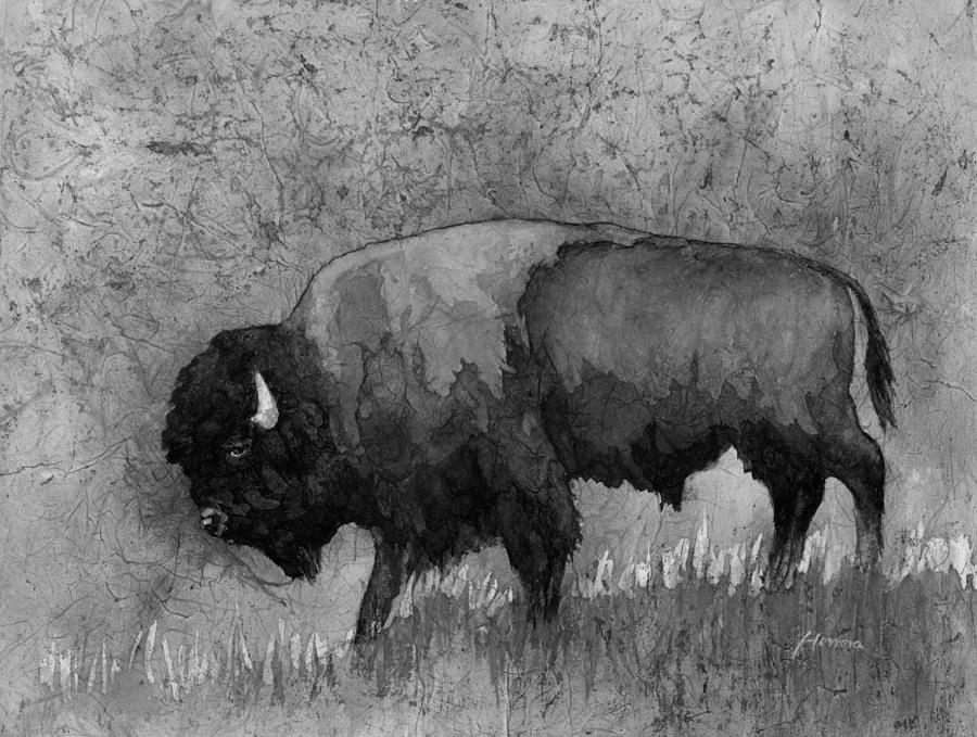 American Buffalo 3 in Black and White Painting by Hailey E Herrera