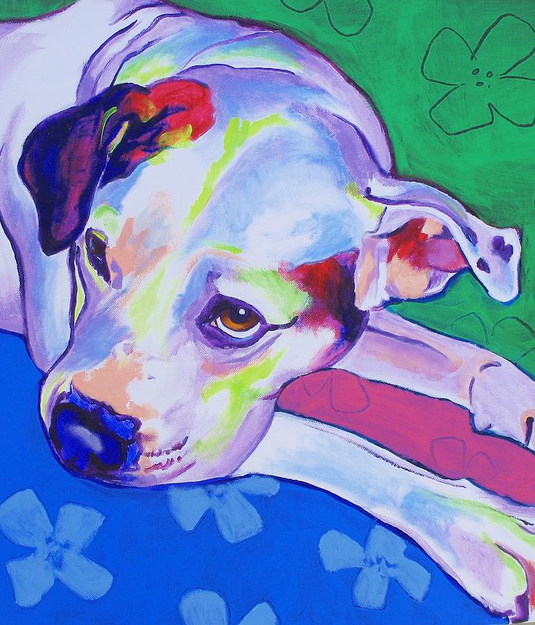 American Bulldog - Raja Painting by Dawg Painter