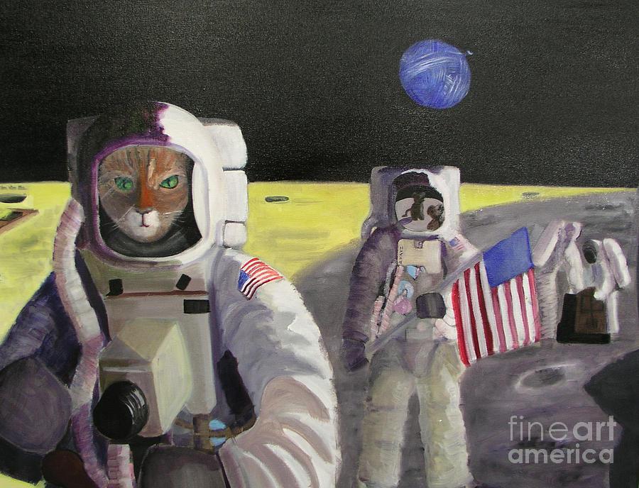 American Cat Astronauts Painting by Gail Eisenfeld
