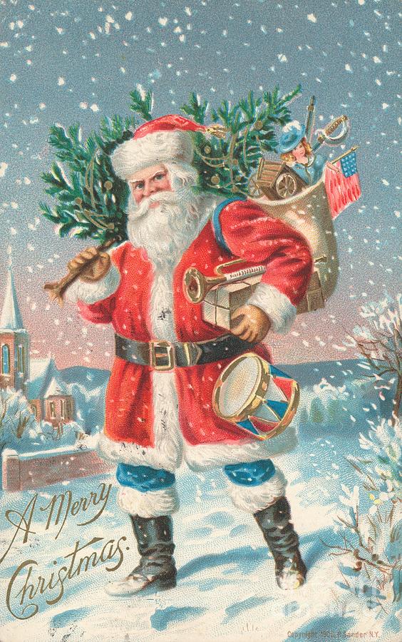 American Christmas card Painting by American School