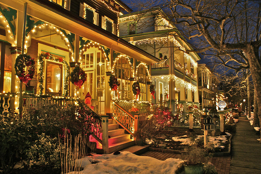 Christmas Photograph - American cities decor on Victorian B and Bs Cape May NJ by Blair Seitz