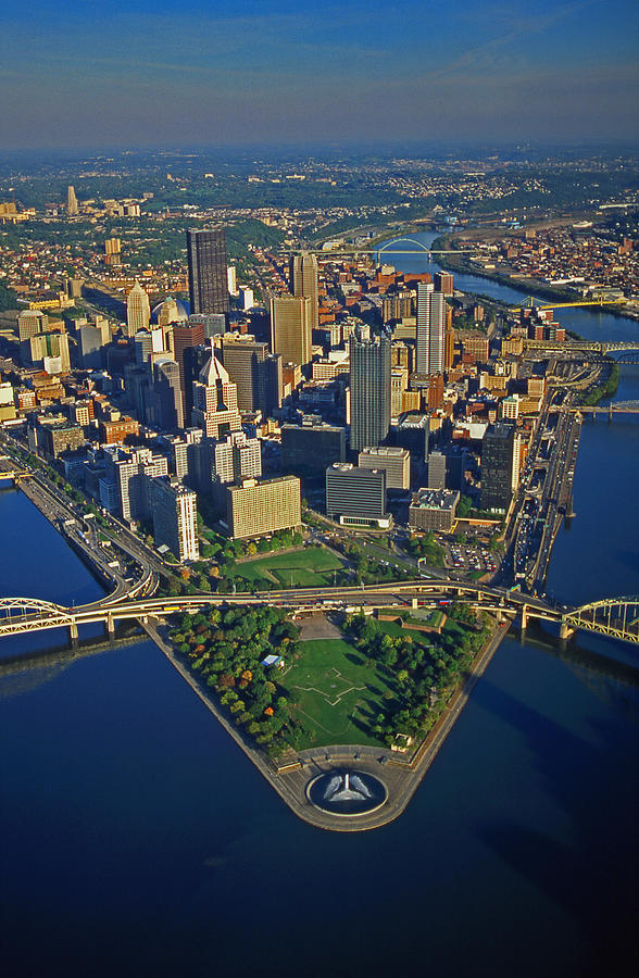 American cities Pittsburgh Golden Triangle aerial Photograph by Blair Seitz