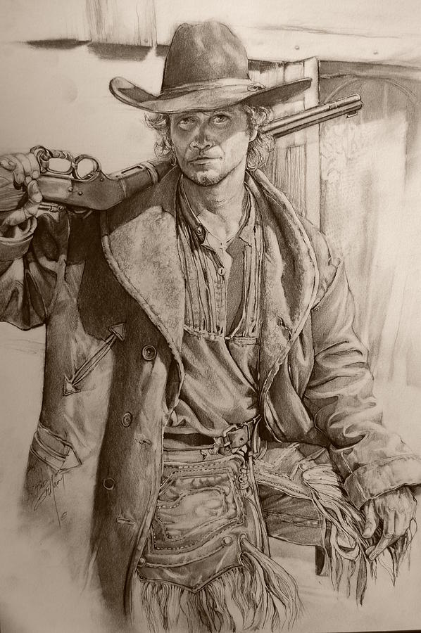Drawings Original charcoal drawing portrait of cowboy Page 3435 Art by  Independent Artists