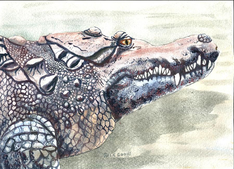 Alligator Painting - American Crocodile by Richard Goohs